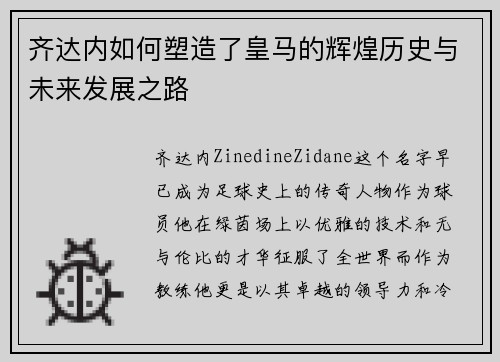 齐达内如何塑造了皇马的辉煌历史与未来发展之路